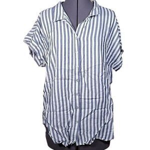NWOT Denim & Co. Naturals Striped Button-Front Top Sz S